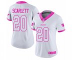 Women Carolina Panthers #20 Jordan Scarlett Limited White Pink Rush Fashion Football Jersey