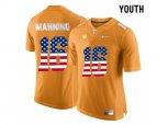 2016 US Flag Fashion 2016 Youth Tennessee Volunteers Peyton Manning #16 College Football Limited Jersey - Orange