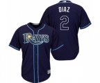 Tampa Bay Rays #2 Yandy Diaz Replica Navy Blue Alternate Cool Base Baseball Jersey