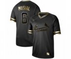 St. Louis Cardinals #6 Stan Musial Authentic Black Gold Fashion Baseball Jersey