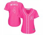 Women's Detroit Tigers #4 Omar Infante Authentic Pink Fashion Cool Base Baseball Jersey