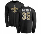 New Orleans Saints #35 Marcus Sherels Black Name & Number Logo Long Sleeve T-Shirt