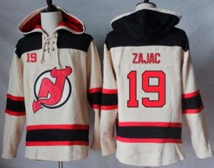 New Jersey Devils #19 Travis Zajac Cream Sawyer Hooded Sweatshirt Stitched NHL Jersey