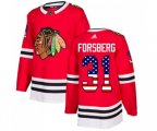 Chicago Blackhawks #31 Anton Forsberg Authentic Red USA Flag Fashion NHL Jersey