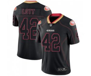 San Francisco 49ers #42 Ronnie Lott Limited Lights Out Black Rush Football Jersey