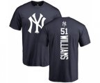 MLB Nike New York Yankees #51 Bernie Williams Navy Blue Backer T-Shirt