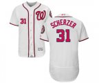 Washington Nationals #31 Max Scherzer White Home Flex Base Authentic Collection Baseball Jersey