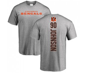 Cincinnati Bengals #90 Michael Johnson Ash Backer T-Shirt