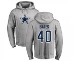 Dallas Cowboys #40 Bill Bates Ash Name & Number Logo Pullover Hoodie