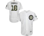 Majestic Chicago Cubs #18 Ben Zobrist Authentic White 2016 Memorial Day Fashion Flex Base MLB Jersey