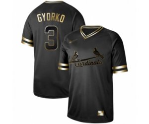 St. Louis Cardinals #3 Jedd Gyorko Authentic Black Gold Fashion Baseball Jersey