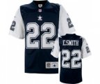 Dallas Cowboys #22 Emmitt Smith Authentic Navy Blue White Throwback Football Jersey
