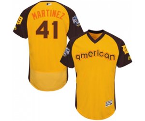 Detroit Tigers #41 Victor Martinez Yellow 2016 All-Star American League BP Authentic Collection Flex Base Baseball Jersey