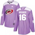 Carolina Hurricanes #16 Marcus Kruger Authentic Purple Fights Cancer Practice NHL Jersey