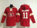 Montreal Canadiens #11 Brendan Gallagher Red-Cream Pullover Hooded