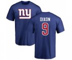 New York Giants #9 Riley Dixon Royal Blue Name & Number Logo T-Shirt