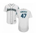 Seattle Mariners #47 Ricardo Sanchez White Home Flex Base Authentic Collection Baseball Player Jersey