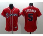 Atlanta Braves #5 Freddie Freeman Majestic Red Flexbase Authentic Collection Player Jersey