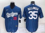 Los Angeles Dodgers #35 Cody Bellinger Number Red Navy Blue Pinstripe Stitched MLB Cool Base Nike Jersey