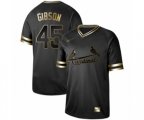 St. Louis Cardinals #45 Bob Gibson Authentic Black Gold Fashion Baseball Jersey
