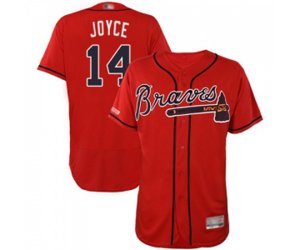 Atlanta Braves #14 Matt Joyce Red Alternate Flex Base Authentic Collection Baseball Jersey