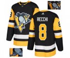 Adidas Pittsburgh Penguins #8 Mark Recchi Authentic Black Fashion Gold NHL Jersey