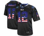 Buffalo Bills #12 Jim Kelly Elite Black USA Flag Fashion Football Jersey