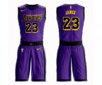 Los Angeles Lakers #23 LeBron James Authentic Purple Basketball Suit Jersey - City Edition