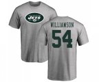New York Jets #54 Avery Williamson Ash Name & Number Logo T-Shirt