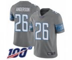 Detroit Lions #26 C.J. Anderson Limited Steel Rush Vapor Untouchable 100th Season Football Jersey