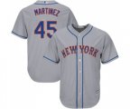 New York Mets #45 Pedro Martinez Replica Grey Road Cool Base Baseball Jersey