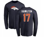 Denver Broncos #17 DaeSean Hamilton Navy Blue Name & Number Logo Long Sleeve T-Shirt