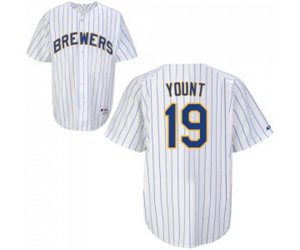 Milwaukee Brewers #19 Robin Yount Replica White (blue strip) Baseball Jersey