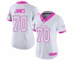 Women Denver Broncos #70 Ja'Wuan James Limited White Pink Rush Fashion Football Jersey