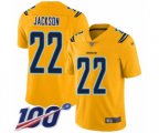 Los Angeles Chargers #22 Justin Jackson Limited Gold Inverted Legend 100th Season Football Jersey