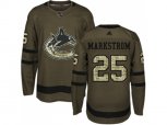 Vancouver Canucks #25 Jacob Markstrom Green Salute to Service Stitched NHL Jersey