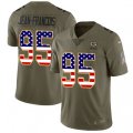 Green Bay Packers #95 Ricky Jean-Francois Limited Olive USA Flag 2017 Salute to Service NFL Jersey