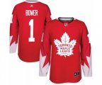 Toronto Maple Leafs #1 Johnny Bower Authentic Red Alternate NHL Jersey