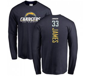 Los Angeles Chargers #33 Derwin James Navy Blue Backer Long Sleeve T-Shirt