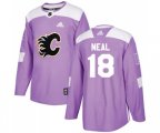 Calgary Flames #18 James Neal Authentic Purple Fights Cancer Practice Hockey Jersey