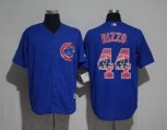 Chicago Cubs #44 Anthony Rizzo Blue Team Logo Print Cool Base Stitched Baseball Jersey