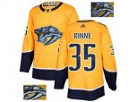 Nashville Predators #35 Pekka Rinne Yellow Home Authentic Fashion Gold Stitched NHL Jersey