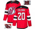 New Jersey Devils #20 Blake Coleman Authentic Red Fashion Gold Hockey Jersey