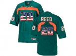 2016 US Flag Fashion Men's Miami Hurricanes Ed Reed #20 College Football Jersey - Green