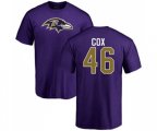 Baltimore Ravens #46 Morgan Cox Purple Name & Number Logo T-Shirt