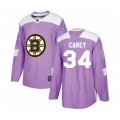 Boston Bruins #34 Paul Carey Authentic Purple Fights Cancer Practice Hockey Jersey