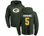 Green Bay Packers #5 Paul Hornung Green Name & Number Logo Pullover Hoodie