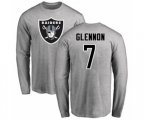 Oakland Raiders #7 Mike Glennon Ash Name & Number Logo Long Sleeve T-Shirt