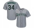 Seattle Mariners #34 Felix Hernandez Replica Grey Road Cool Base Baseball Jersey