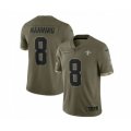 New Orleans Saints #8 Archie Manning 2022 Olive Salute To Service Limited Stitched Jersey